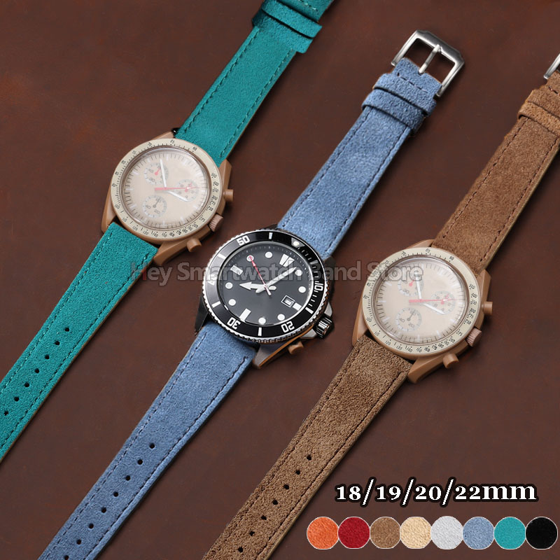 Suede Strap Watch - Vintage Süet Deri Kayış 18/19/20/22mm Hızlı